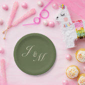 Oliven- und Beige-Hochzeitsempfangsplatten Pappteller (Party)
