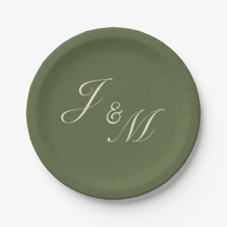 Oliven- und Beige-Hochzeitsempfangsplatten Pappteller