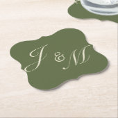 Oliven- und Beige-Hochzeitsempfangsplatten Untersetzer (angewinkelt)
