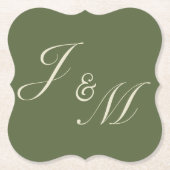Oliven- und Beige-Hochzeitsempfangsplatten Untersetzer (Vorderseite)