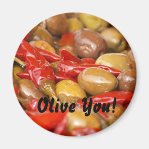 Oliven und jalepenos, Olive Sie! Magnet
