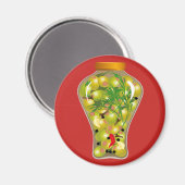 Oliven und Kräuterkonserven für die Küche rot grün Magnet (Vorderseite/Rückseite)