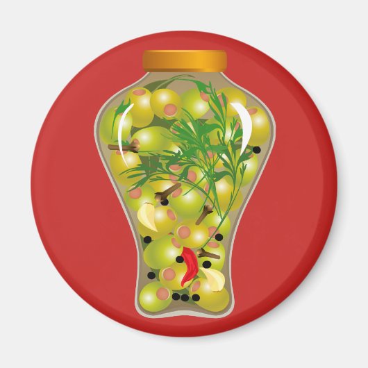 Oliven und Kräuterkonserven für die Küche rot grün Magnet (Vorne)