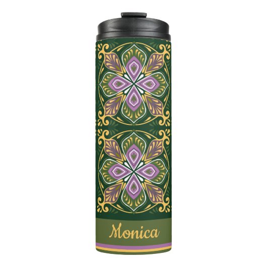 Oliven und Lavendel Azulejos mit Namen Thermosbecher (Vorderseite)