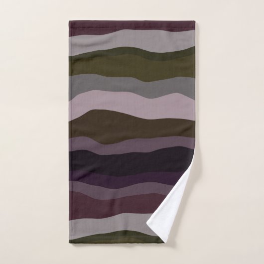 Oliven- und Lila Wavy-Streifen Badhandtuch Set (Handtuch)