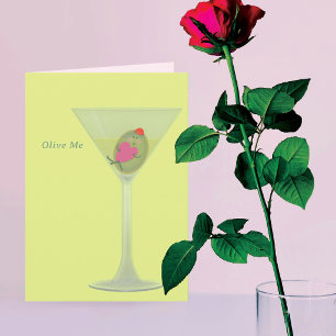 Oliven- und Martini Valentinstagskarte Dankeskarte