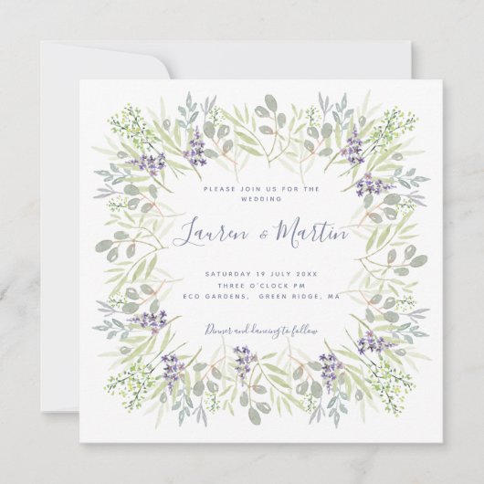 Oliven und Rosmarin Hochzeit Einladung (Vorderseite)