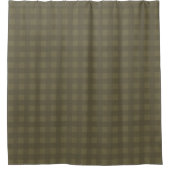 Oliven und Sage Green Gingham Kariert Gemustert Duschvorhang (Vorderseite)
