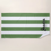 Oliven- und Weißstreifen | Bridesmaid Beach Handtu Strandtuch (Vorderseite)