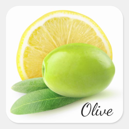 Oliven und Zitrone Quadratischer Aufkleber (Vorderseite)