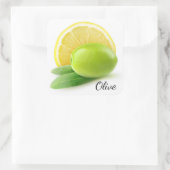 Oliven und Zitrone Quadratischer Aufkleber (Tasche)