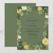 Oliven-Wildblumen-Hochzeit Einladung (Vorne/Hinten)