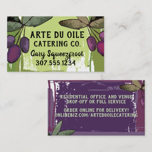 Oliven Zweig Olivenöl Koch Catering kulinarischer Visitenkarte (Vorne/Hinten)