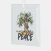Olivenbaum Frieden, Gerechtigkeit, Liebe und Hoffn Ornament Aus Glas (Vorderseite links)