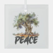 Olivenbaum Frieden, Gerechtigkeit, Liebe und Hoffn Ornament Aus Glas (Vorderseite)