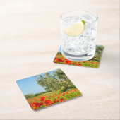 Olivenbaum im Mohnblumenfeld-Untersetzer Rechteckiger Pappuntersetzer (Vor Ort)