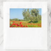 Olivenbaum in rechteckigem Mohnfeld Rechteckiger Aufkleber (Tasche)