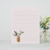 Olivenbaum in Vase gesäumtem Schreibpapier (Stehend Vorderseite)