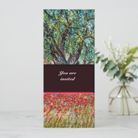 OLIVENBAUM UND KOPIERFELDER, weiß Einladung (Stehend Vorderseite)