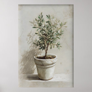 Olivenbaumdruck, digitale Frühlandschaft, 19. Poster