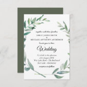 Olivenbäume Blätter Hochzeit Grünen Moderne Einladung (Vorne/Hinten)