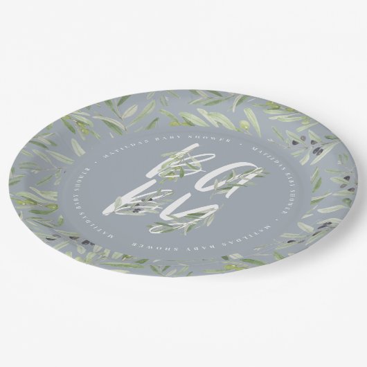 Olivenbäume duftendes Party für Säuglinge Pappteller (Schrägansicht)