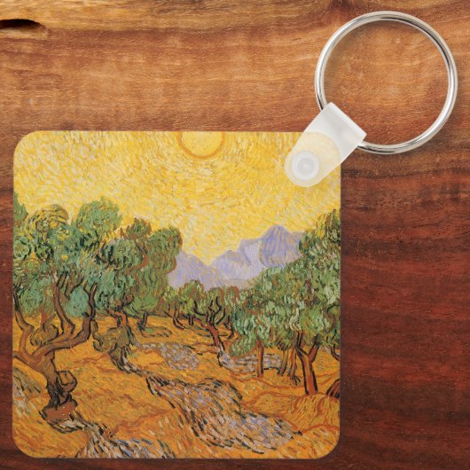 Olivenbäume, Gelber Himmel und Sonne, Vincent van  Schlüsselanhänger (Rückseite)
