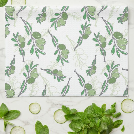 Olivenbäume Geschirrtuch (Gefaltet)