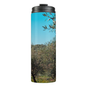 Olivenbäume in der apulischen Landschaft im Herbst Thermosbecher