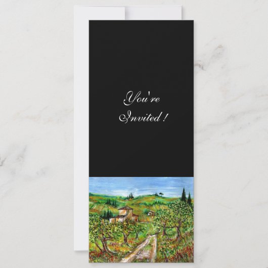 OLIVENBÄUME IN DER Toskana, grün schwarz Einladung (Vorderseite)