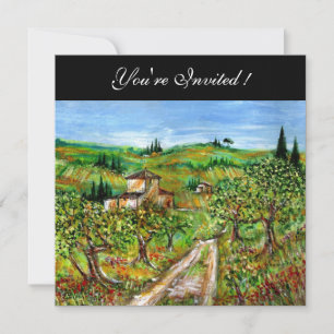 OLIVENBÄUME IN DER TUSKANA, grün schwarz Einladung