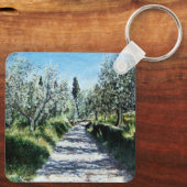 OLIVENBÄUME IN DER TUSKANISCHEN LANDSCHAFT SCHLÜSSELANHÄNGER (Rückseite)