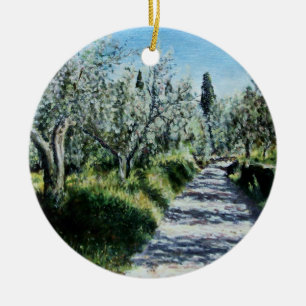 OLIVENBÄUME IN RIMAGGIO KERAMIKORNAMENT