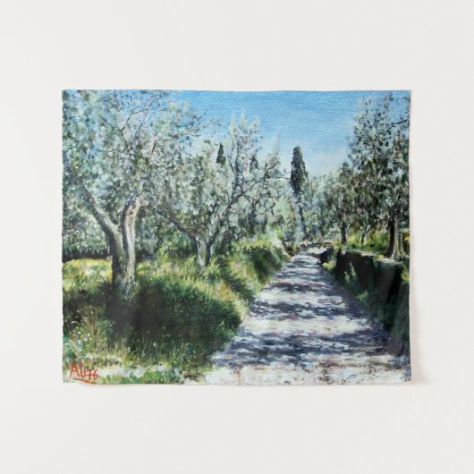 OLIVENBÄUME IN RIMAGGIO Landschaft der Toskana Wandteppich (Vorderseite (Horizontal))