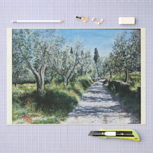 OLIVENBÄUME IN RIMAGGIO SEIDENPAPIER (Handwerk)