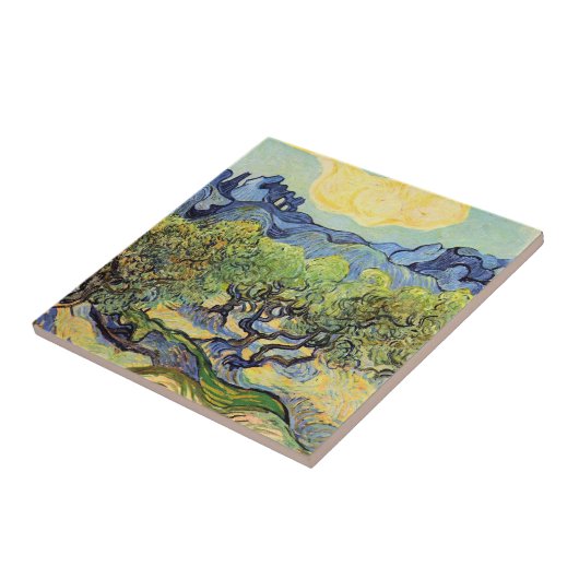 Olivenbäume mit Alpillen von Vincent van Gogh Fliese (Seite)