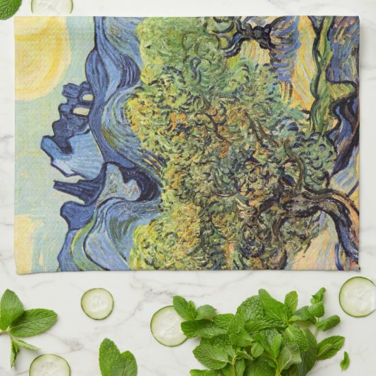 Olivenbäume mit Alpillen von Vincent van Gogh Geschirrtuch (Gefaltet)
