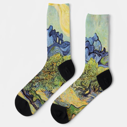 Olivenbäume mit Alpillen von Vincent van Gogh Socken (Linkes Detail)