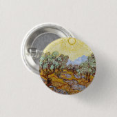 Olivenbäume mit gelbem Himmel und Sonne Button (Vorne & Hinten)