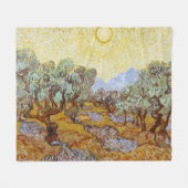 Olivenbäume mit gelbem Himmel und Sonne Fleecedecke (Vorderseite (Horizontal))