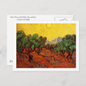 Olivenbäume mit gelbem Himmel und Sonne Postkarte (Vorne/Hinten)