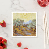 Olivenbäume mit gelbem Himmel und Sonne Serviette (Beispiel)