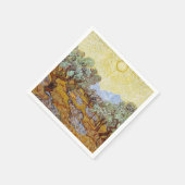 Olivenbäume mit gelbem Himmel und Sonne Serviette (Ecke)