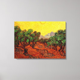 Olivenbäume mit gelbem Himmel und Sonne, van Gogh Leinwanddruck