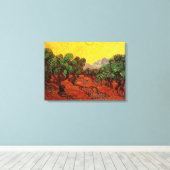 Olivenbäume mit gelbem Himmel und Sonne, van Gogh Leinwanddruck (Insitu (Holzboden))