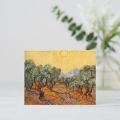 Olivenbäume mit gelbem Himmel und Sonnenkarte Postkarte (Stehend Vorderseite)