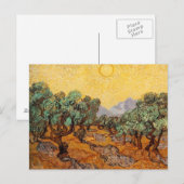 Olivenbäume mit gelbem Himmel und Sonnenkarte Postkarte (Vorne/Hinten)