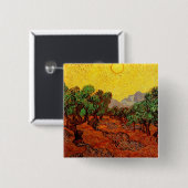 Olivenbäume mit gelbem Himmel und Sun Van Gogh Button (Vorne & Hinten)