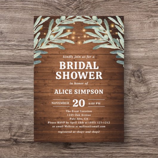 Olivenbäume Rustikales Brautparty Einladung