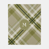 Olivenbäume und beige kariert mit Monogramm Fleecedecke (Vorderseite)